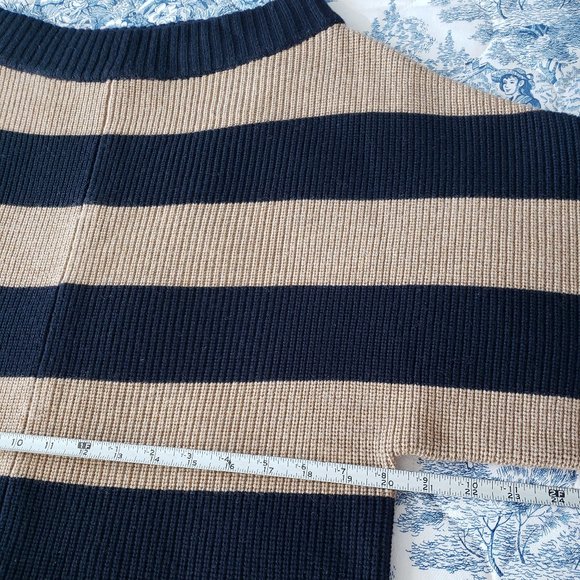 Tory Burch Wool Boat Neck Dolman Short Sleeve Striped Chunky Pullover - Picture 4 of 8
